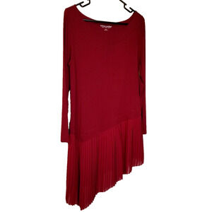 Soft Surroundings - Maroon Long Sleeve Pleated Bottom Asymmetric Hem Size S